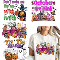 4 Sheet Halloween Iron on Transfers Stickers Cute Ghost Theme Iron on Patches Spider Pumpkin Witch Design Washable Heat Transfer Vinyl Decals for Clothes Bag Pillow Covers Fabric DIY Craft Supply - color: H