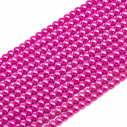 400PCs 4mm Rose Glass Pearl Beads Bulk, Round Smooth Hole Fake Pearls for Jewelry Making, DIY Bracelets, Necklaces, Bag Charms, Keychains and Craft Supplies - color: Pearl - Rose, size: 4MM