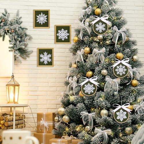 Roowest 6 Sets Christmas Embroidery Kits Snowflake Ornament DIY,Green - color: Green