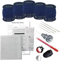 Sashiko kit, Daruma Sashiko Thread, Needles and Cotton Fabric with Grid Line Print, Marking Pencil, Thimblem and Traditional Design Sewing Set (Navy Blue Thread/White Fabric) - style: Navy Blue Thread / White Fabric
