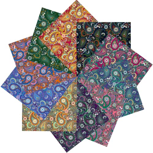 Fat Quarters Fabric Bundles Cotton Quilting Fabric, Classic Boteh Paisley - color: Classic Boteh Paisley