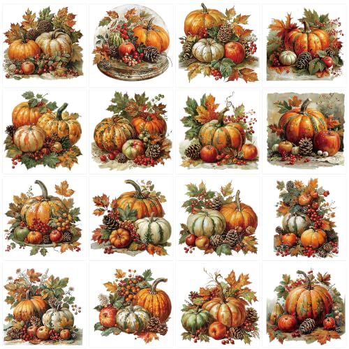 16 Pcs Fall Pumpkin Rub-On Transfers for Furniture & Crafts, 6 x 6 Inch - style: Fall Pumpkin