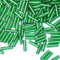 2000pcs Glass Bugle Beads, Tube Beads Bulk, Mini Long Tiny Small Waist Loose Spacer Embroidery Beaded for Bracelets Jewelry Making Sewing, Crafts, 2×6mm, Green - color: Green