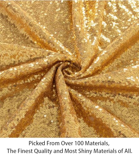 ShiDianYi 15 Feet Sequin Fabric by The 5 Yards Gold Sequin Fabrics for Sewing Costumes Sequin Knit Fabric Shiny Gold Sequin Table Cloth Table Linen -0818S - color: Shiny Gold, size: 5 Yard