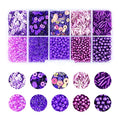 1 Box of Mixed Craft Beads Including Glass Bugle Seed Pearl Semi-Cupped Sequins Beads for DIY Arts Crafts Sewing Embroidery Clothing Jewelry Making (Purple, Assorted Size)
