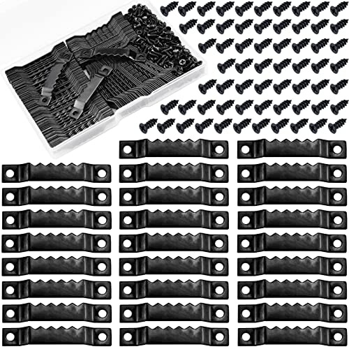Sawtooth Picture Hangers,100 Pcs Black Steel Photo Frame Hanging Hangers 200 Screws for Wall Clock Paintings Wood Craft Decor Artwork Signs Posters Picture Frame Sketch Hanger,Cross-Stitch (Black) - color: Black