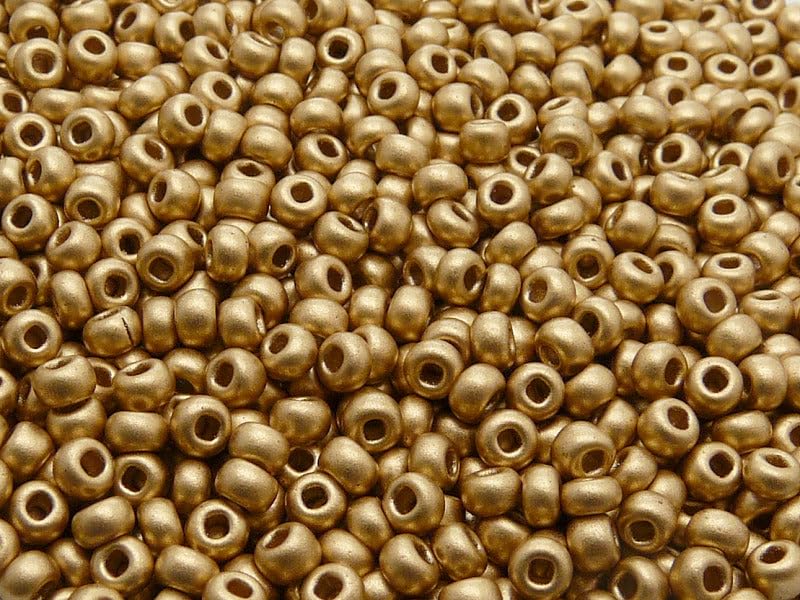 1.76oz (50g) Rocailles Preciosa Seed Beads 11/0, Aztec Pale Gold Matte 01710