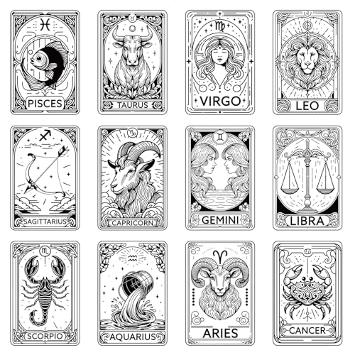 Wxiben 12 Pcs Zodiac Iron on Transfer Dtf Transfers Ready to Press - style: Zodiac