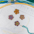 4 Pieces Wooden Floret Needle Minder for Cross Stitch,Needle Minder Magnet-Embroidery Needlework Accessories (L,0.98in) - size: L