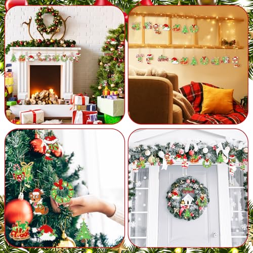 Realspring 20 Pcs Christmas Diamond Art Ornaments 5d Lime Green and Red - style: Novelty