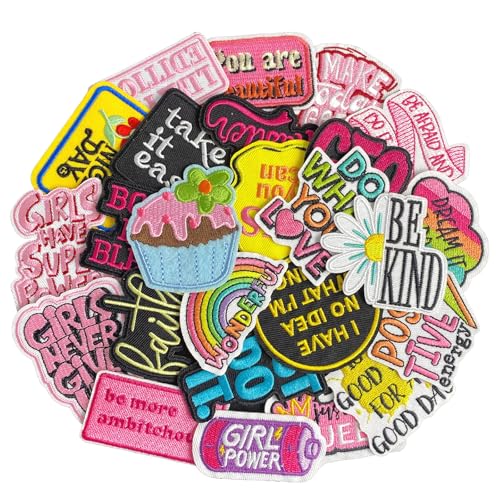 J.CARP Phrase Iron on Patches Embroidered Large Patch Sew on for Clothing, Hats, Backpacks, Jackets, and Purse 25Pcs - color: Phrase Patches 25Pcs