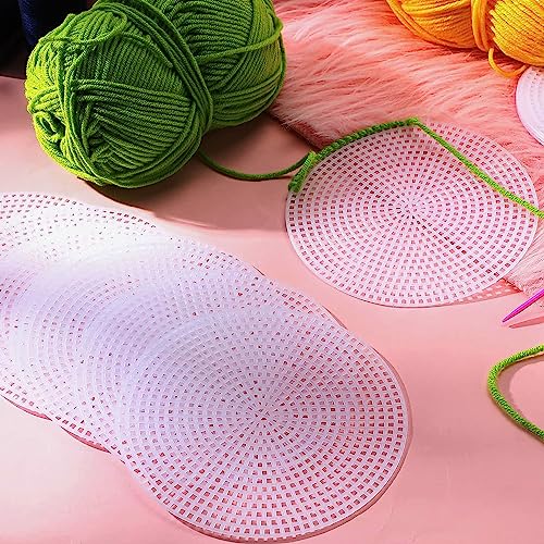 Allazone 58 PCS Mesh Plastic Canvas Sheets 5 Size Round Clear Plastic Canvas for DIY Crafts Embroidery Cross Stitch, Acrylic Yarn Crafting, Knit and Crochet Projects - color: 58 PCS - Circular