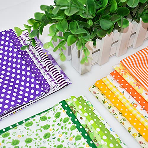 42 Pcs 9.8 x 9.8 Inches Cotton Fabric Sewing Patchwork Squares Quilting Bundles Different Pattern Cloths for Sewing DIY Art Work Supplies Scrapbooking Quilting by Renashed - color: Green/Red/Blue/Pink/Purple/Yellow