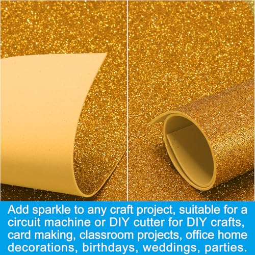 PATIKIL Golden Shiny EVA Glitter Foam Sheet 11.8 x 7.9 Inch 2mm Thick Sparkle EVA Glitter Felt for Crafts DIY Project, 5 Pcs - color: Golden
