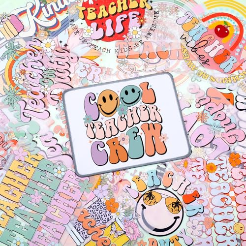 Retro Teacher Iron on Transfers Heat Transfer Viny 32pcs - color: Olive