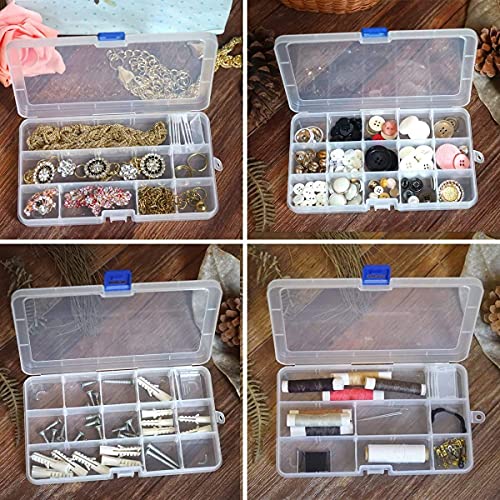 Qualsen Bead Organizer Box with Adjustable Dividers, 15 Girds, 4 Pack - size: 15 Gird-4s