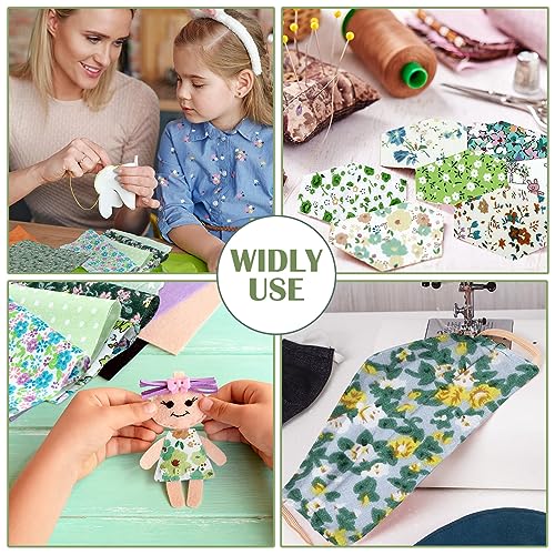 Kinlop 600 Pcs 4"x4" Cotton Fabric Squares Quilting Precut, Green - color: Fresh Style