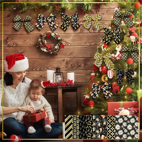 Hosuly 40 Pcs Black Gold Christmas Fabric Jelly Cotton Strips for Quilting - color: Black Gold Christmas