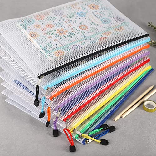 EOOUT 24pcs Mesh Zipper Pouch Bags, for Organizing Storage, Waterproof Zipper Pouches, Letter Size, File Bags for Toys, Puzzle, Board Games - style: a-24pcs