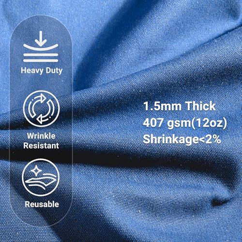 12oz Heavy Duty Cotton Canvas Fabric, Thickend Cotton Duck Cloth, 1 Yard - color: Blue, size: 1 Yard Pre-cut