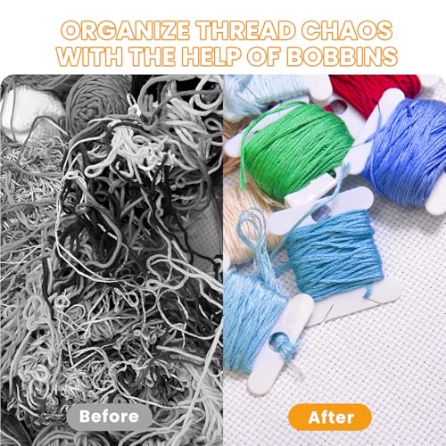 184 Pcs Embroidery Floss Bobbins Kit, Cross Stitch Thread Storage Set, Embroidery Floss Organizer with Bobbin Winder, Plastic Thread Organizer for DIY Craft Cotton Threads Sewing Storage