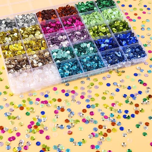 NACHLYNN 16800 Pcs 6MM Bulk Loose Sequins 15 Colors Rainbow Round Sequins for Crafts Sewing Wedding Christmas Jewelry Making Nail Arts Crafts - color: Multicolor