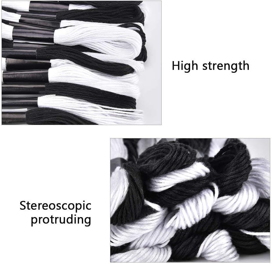 Friendship Bracelet String 12 Skeins, Embroidery Floss Cross Stitch Embroidery Thread Floss Bracelet Making Yarn, Craft Floss (Black and White) - color: Black and White