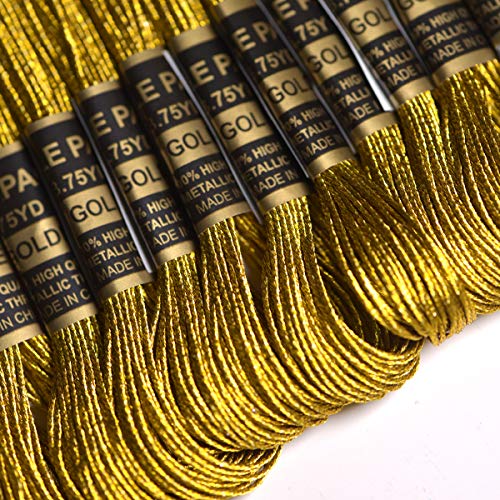 24 Skeins Metallic Embroidery Thread -Cross Stitch Threads - Friendship Bracelets String - Crafts Floss Gold and Sliver - color: Gold and sliver, size: 24 skiens