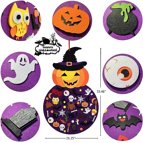 THAWAY DIY Halloween Pumpkin Witch Decor, Felt Halloween Crafts for Kids