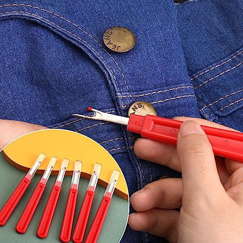 Seam Ripper, 6 PCS Red Seam Rippers for Sewing, Red Stitch Remover Tool - color: Red