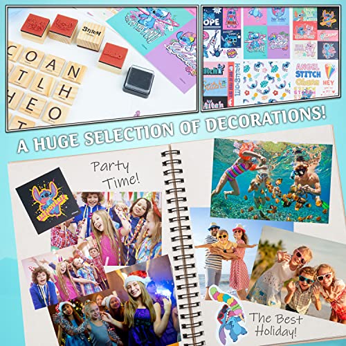 Disney Stitch Scrapbook Kit for Kids DIY Kit with Wito Scrapbook DIY Scrapbooking Accessories Stickers Stamps Gel Pens Glitter Girls Art Set Stitch Gifts for Girls