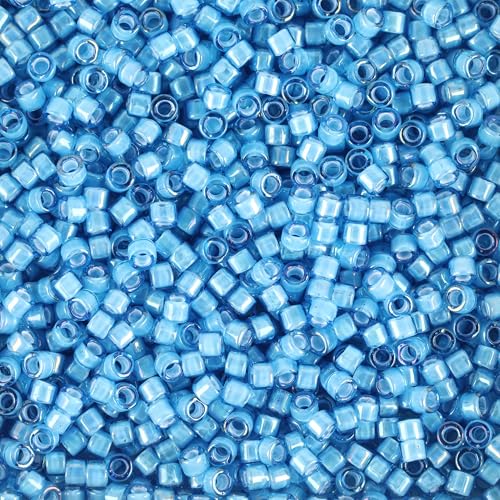 Miyuki Delica Seed Beads - color: DB1783 - White Lined Capri Blue