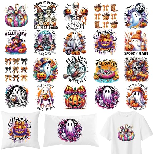 20 Sheets Halloween Iron on Transfers for T-Shirts - color: Colorful