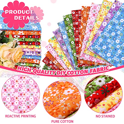 Kingdder 15 Pcs 20 x 20 Cotton Fabric Floral Square Quilting Patchwork Flower Fabric Fat Quarter Colorful Printed Square Patchwork Fat Bundles for DIY Crafts Cloths Handmade Supplies - style: Floral