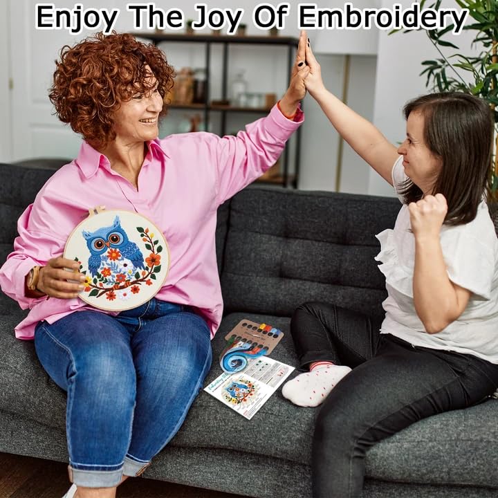 Louise Maelys Owl Embroidery Kit for Beginners Cross Stitch Kit for Adults - color: color7