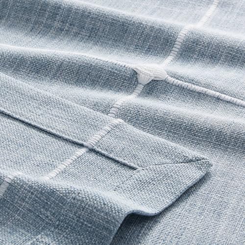 ZeeMart Grid Embroidered Rectangle Hemmed Tablecloths 60x84in, Blue - color: Blue, size: 84" x 60" (Rectangular)