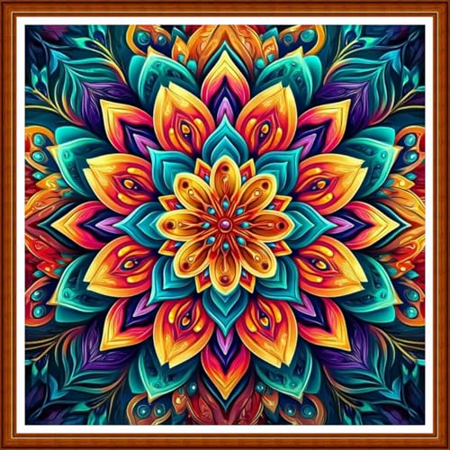 Funart Stamped Cross Stitch Kits for Beginners Full Range of Cross Stitching Preprinted Embroidery Kits for Adults, 11CT Embroidery Pattern Needlepoint Kits- Magical Flowers 18x18 inch - color: ColorArt66