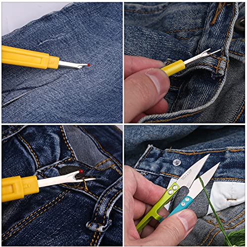 CampTek Seam Ripper, Sewing Stitch Ripper and Thread Remover Tool Kit, 2 Big+2 Small Embroidery Cutter and 1 Thread Snip(Yellow) - color: Yellow