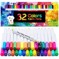 sunacme Fabric Markers Pen, 32 Colors Permanent Fabric Paint Pens