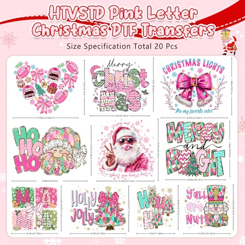 Pink Christmas Iron on Transfers Heat Transfer Viny 20pcs - color: 3d puff fall