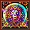Dimensean Stamped Cross Stitch Kits Full Range of Embroidery Patterns Starter Kits for Beginners Adult DIY Cross Stitches Needlepoint Kits 11CT-Colorful Lion 17.7x17.7 inch - color: Pattern Style 09