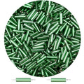 3000PC Green Glass Bugle Beads 6MM Green Tube Beads - color: green