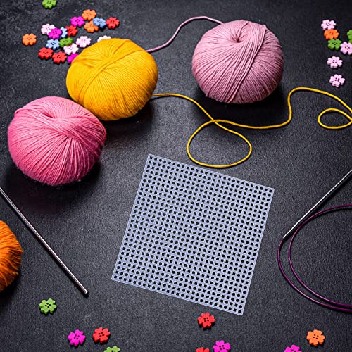 Yunlly 100 Pcs 7 Count Plastic Canvas Mesh Sheets, 4.5'' Square Canvas