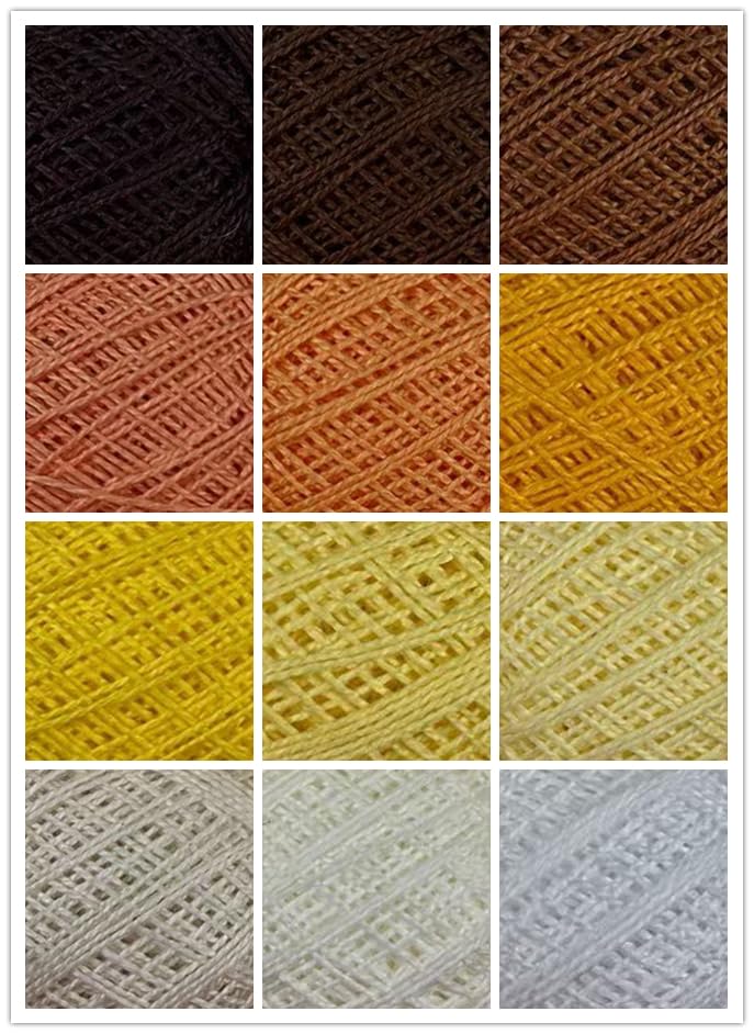 KCS Mercerized Pearl Cotton Thread Size 8 Crochet Needlework Embroidery Threads Ball (12, 12balls06) - color: 12balls06