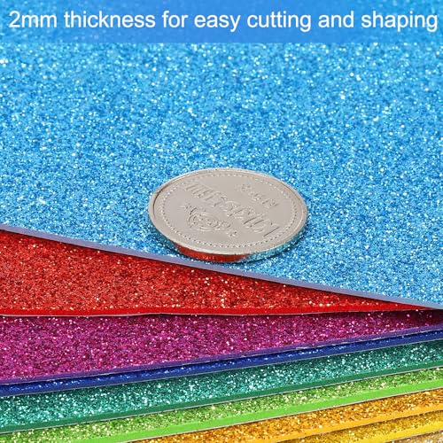 PATIKIL Light Green Shiny EVA Glitter Foam Sheet 11.8 x 7.9 Inch 2mm Thick Sparkle EVA Glitter Felt for Crafts DIY Project, 5 Pcs - color: Light Green