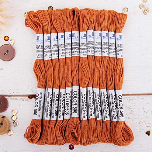 12 Skeins ThreadArt Cotton Embroidery Floss, Golden Brown - color: Golden Brown