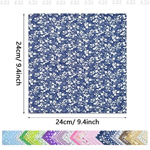 42 Pcs 9.8 x 9.8 Inches Cotton Fabric Sewing Patchwork Squares Quilting Bundles Different Pattern Cloths for Sewing DIY Art Work Supplies Scrapbooking Quilting by Renashed - color: Navy/Blue/Brown/Pink/Purple/Green
