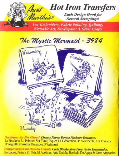 The Mystic Mermaid Aunt Martha's Hot Iron Embroidery Transfer