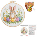 ELTONGUU Embroidery Kit for Beginners Adult, Rabbit Pattern Embroidery Kit Easter Themed Include Embroidery Cloth Hoops Threads, Cross Stitch Kits for Craft Lover Hand Stitch - color: Rabbit