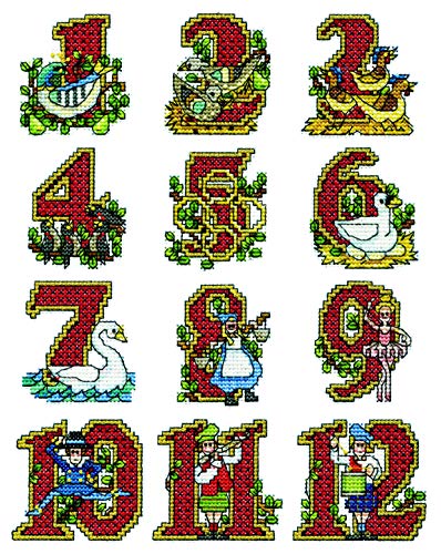 Twelve Days Counted Cross Stitch Ornament Kit - Set of 12